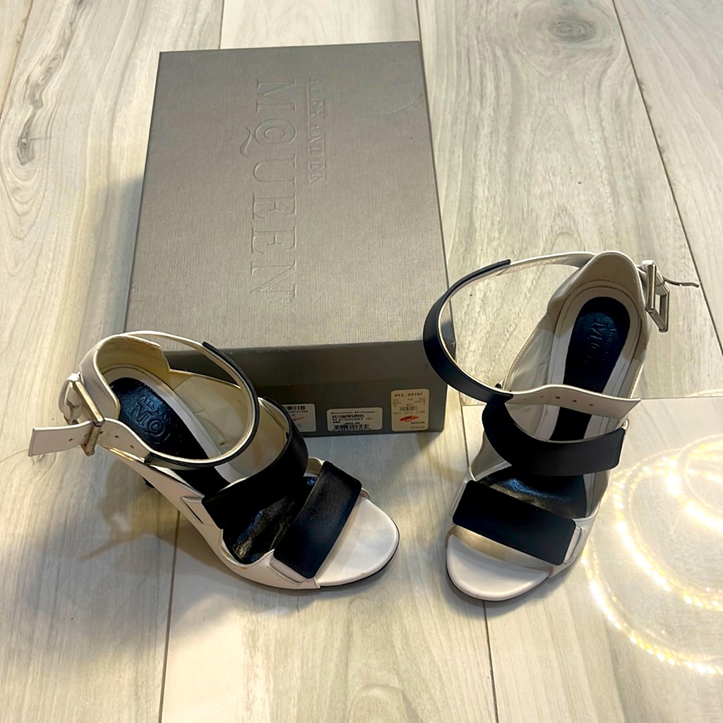 Alexander Mcqueen Black/Ivory Sandals Size 36